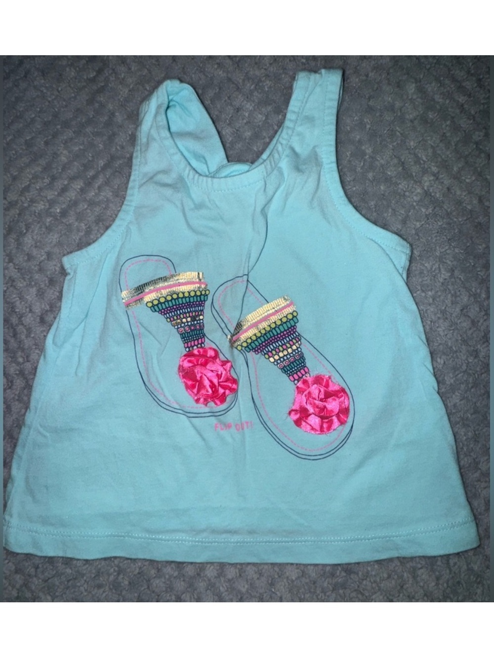 Baby Gap Girls Aqua Flip Flop Graphic Tank Top 18-24M